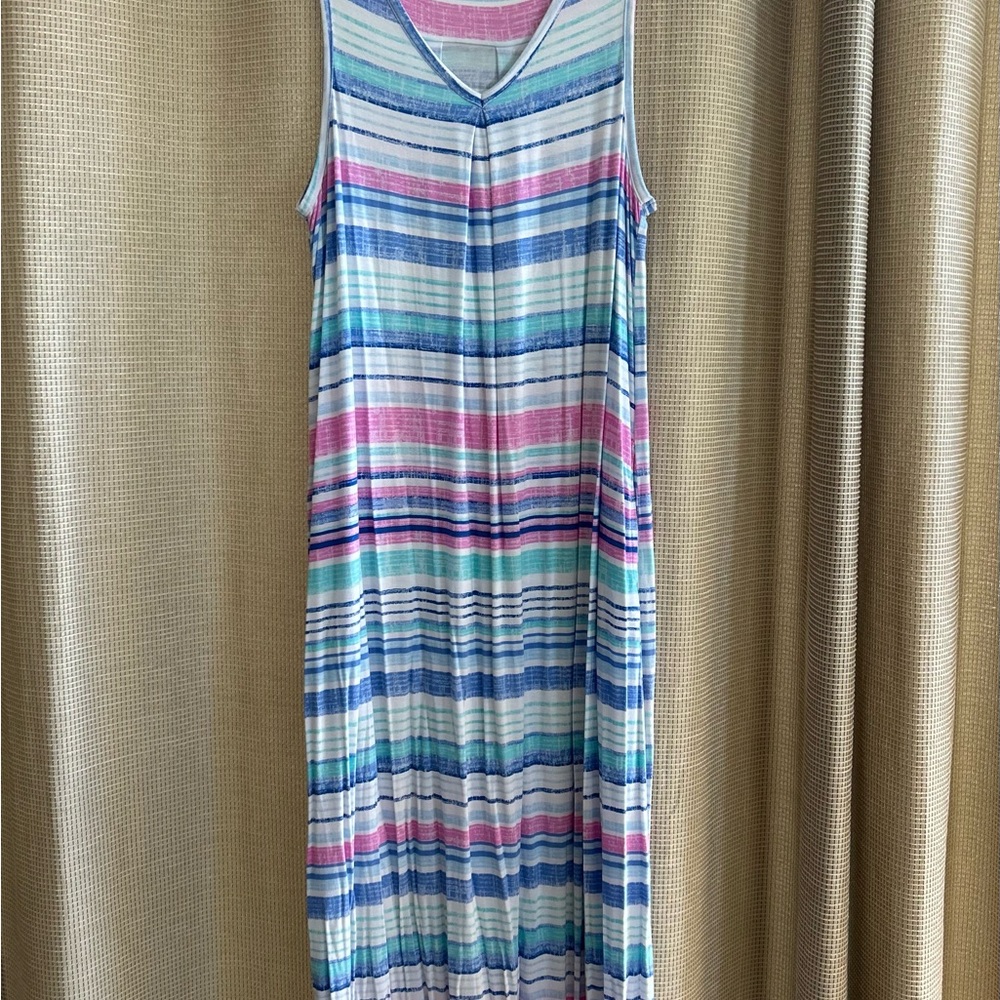 Striped Sleeveless Long Dress
